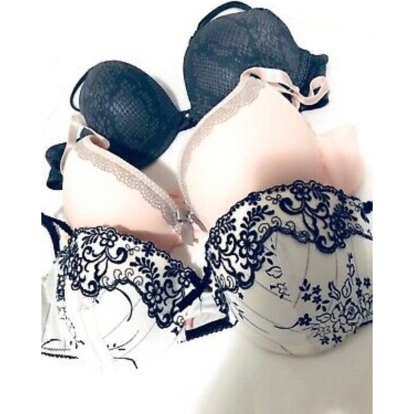 New La Senza Bra Lot 34B White Nude Push Up Underwire Lace Pink Leopard Print